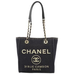 Chanel North South Deauville Tote Lurex Canvas Small