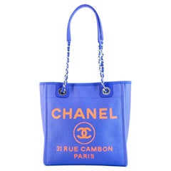 Chanel North South Deauville Tote Mixed Fibers Small