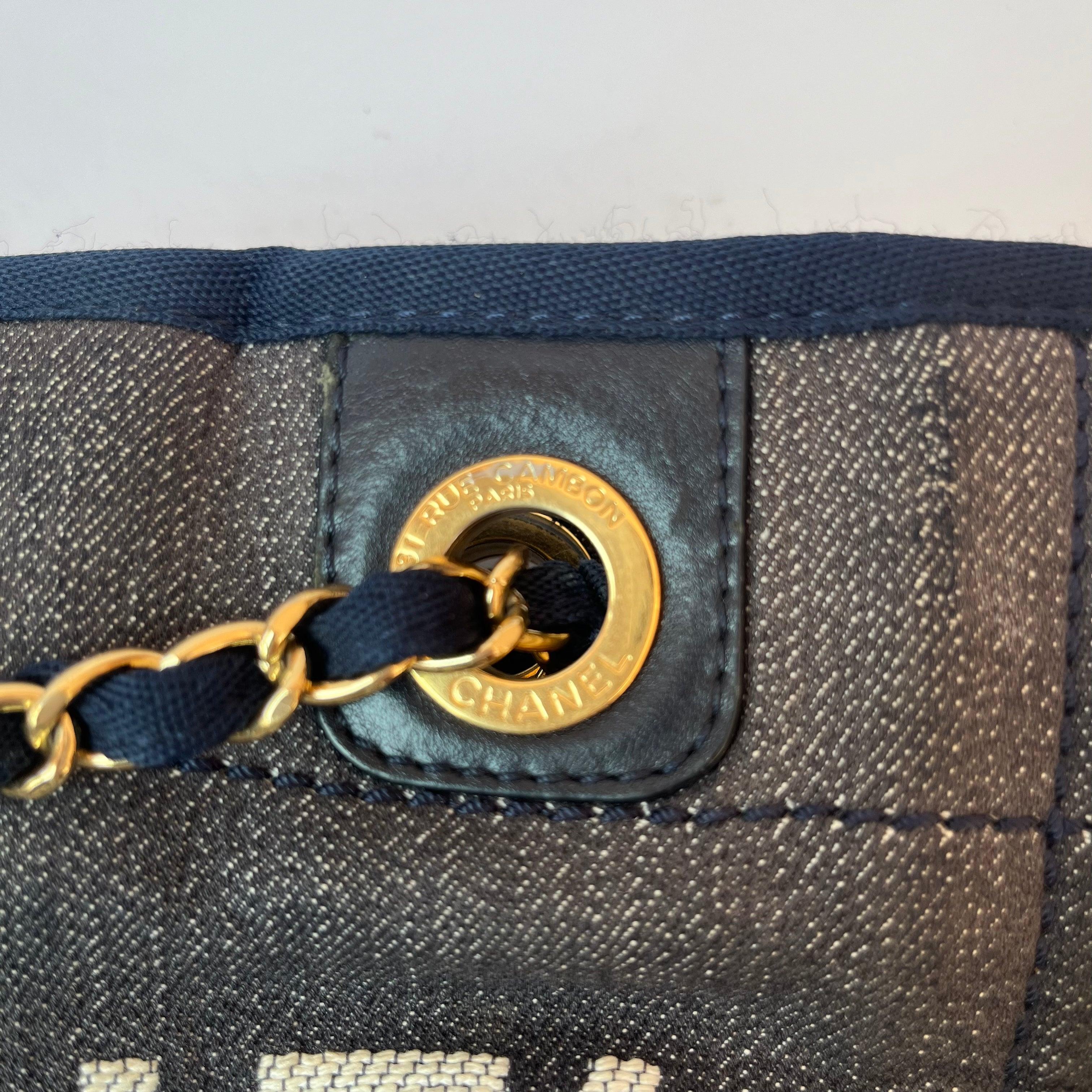 Chanel North South Deauville Tote Navy Denim Top Handle Shoulder Bag, 2012-2013 For Sale 5