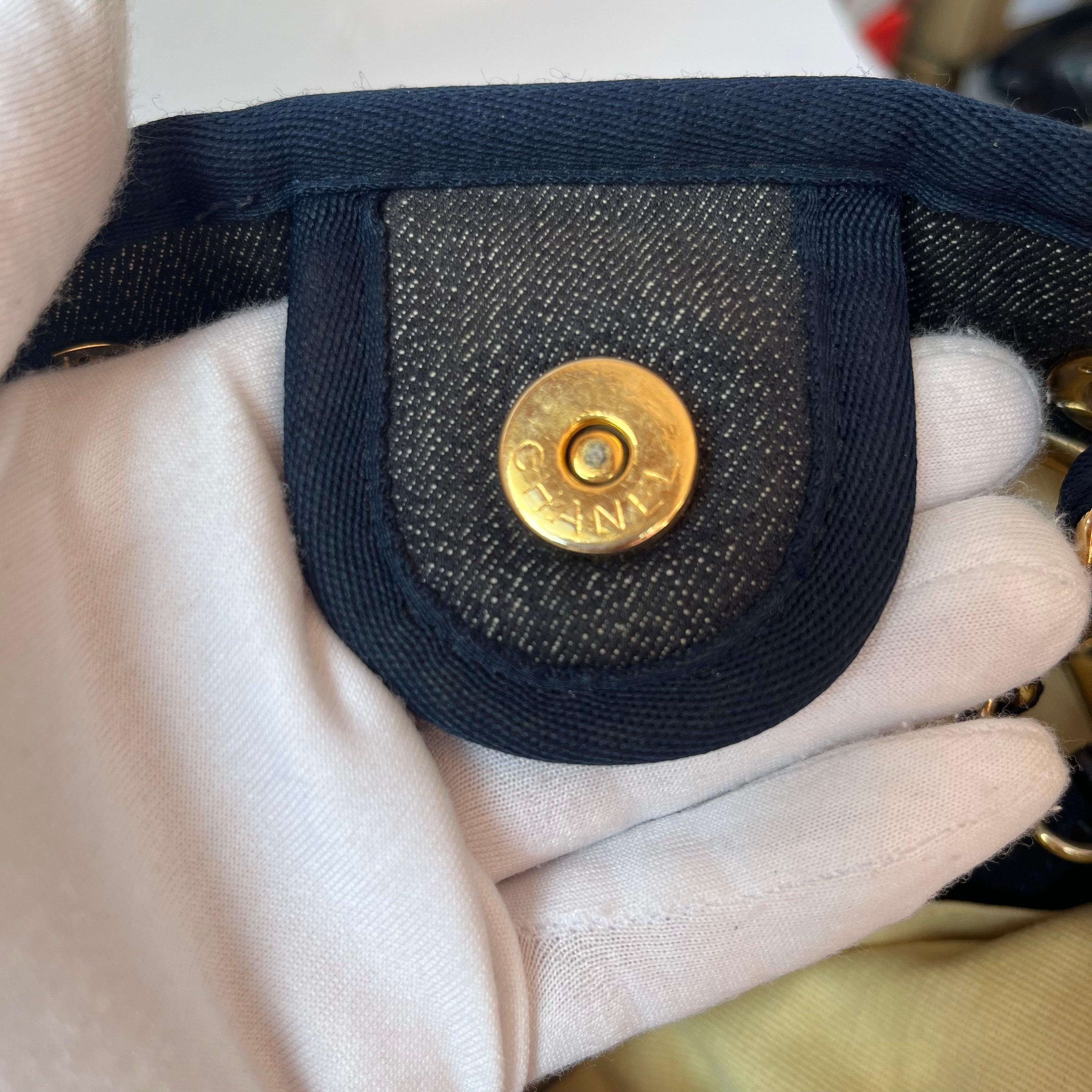 Chanel North South Deauville Tote Navy Denim Top Handle Shoulder Bag, 2012-2013 For Sale 6