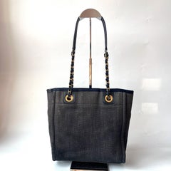 Chanel North South Deauville Tote Navy Denim Top Handle Shoulder Bag, 2012-2013