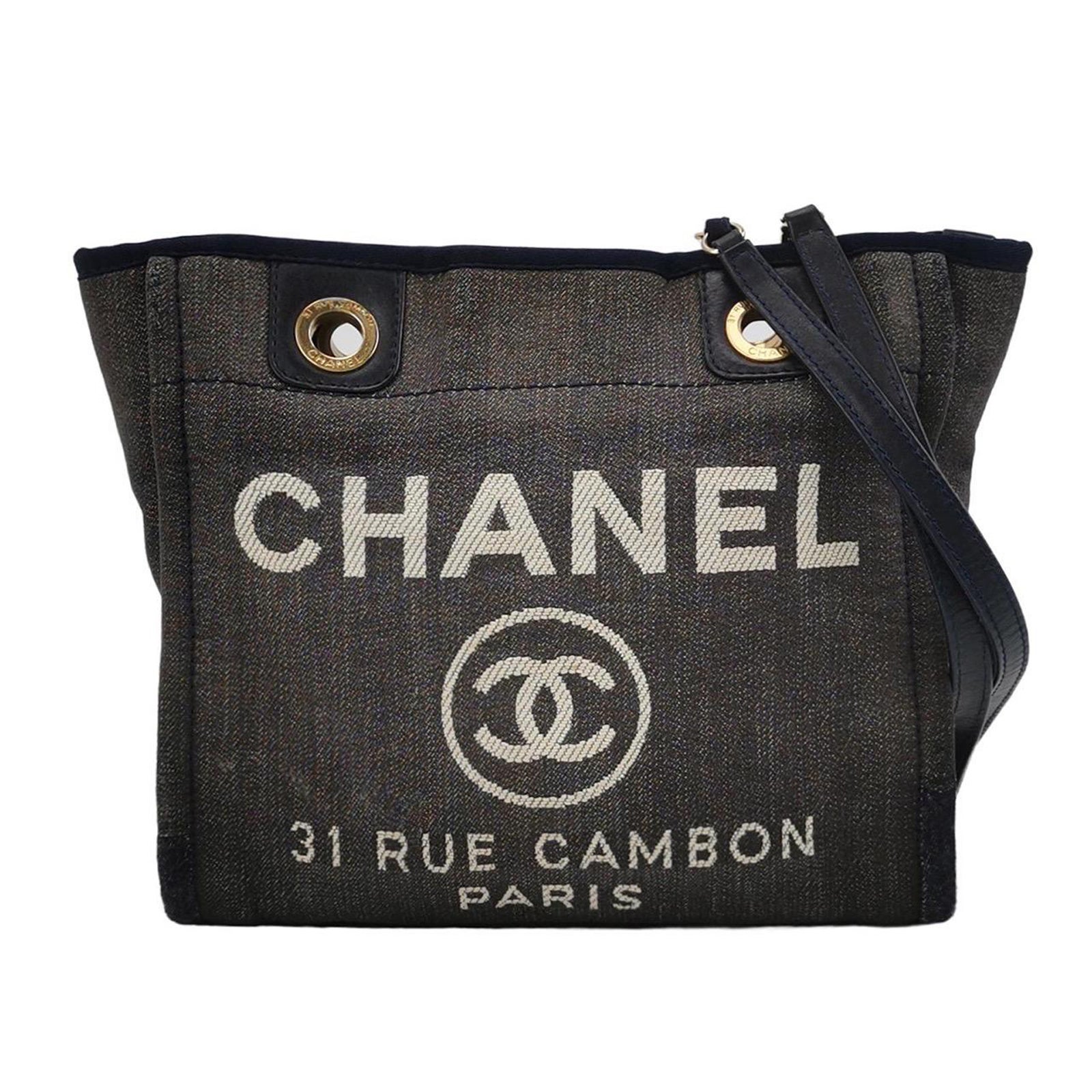 Chanel North South Deauville Tote Navy Denim Top Handle Shoulder Bag, 2012-2013