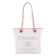 CHANEL Woven Straw Raffia Medium Deauville Tote Pink 1292269