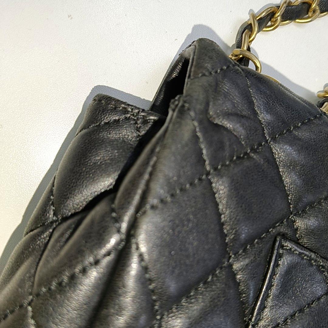 Chanel Now and Forever Bolso grande con solapa Piel de cordero negra Oro HW, 2013-14 en venta 8