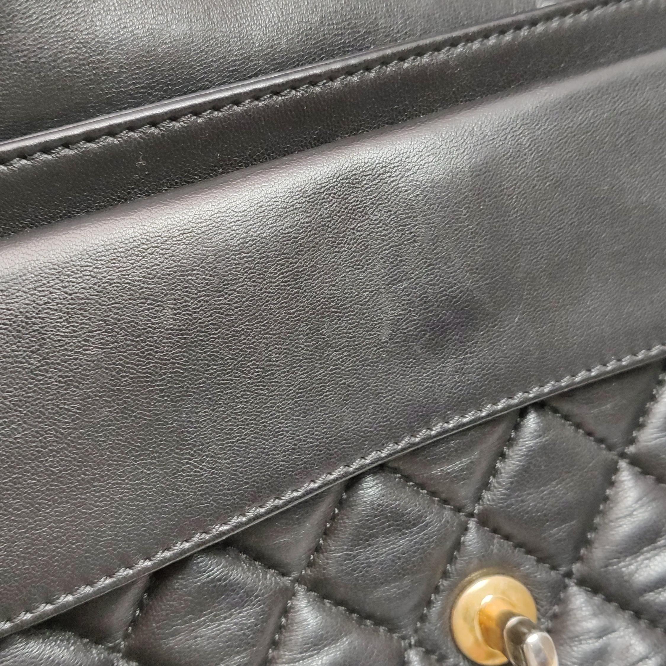 Chanel Now and Forever Large Flap Bag Black Lambskin Gold HW, 2013-14 For Sale 9
