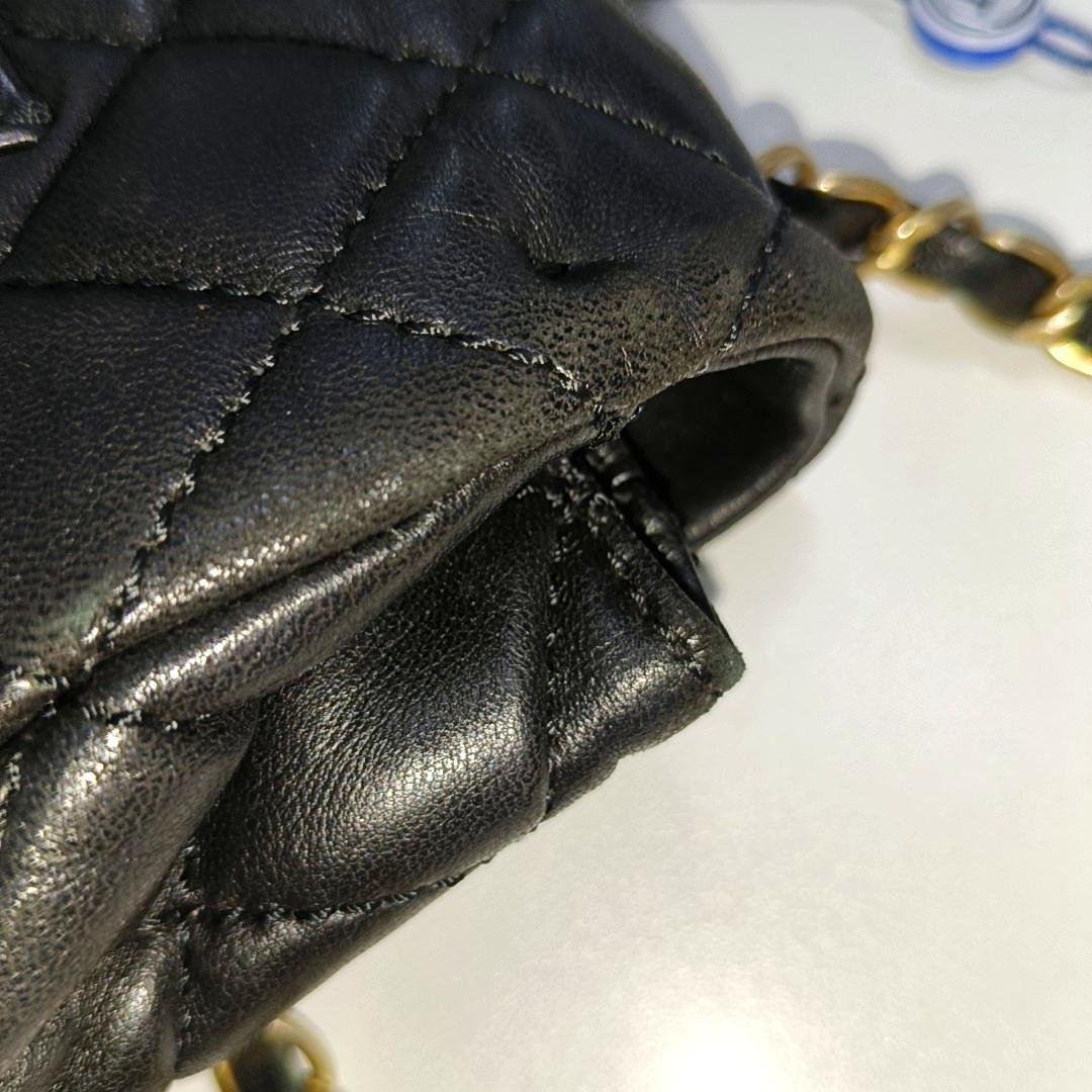 Chanel Now and Forever Bolso grande con solapa Piel de cordero negra Oro HW, 2013-14 en venta 9