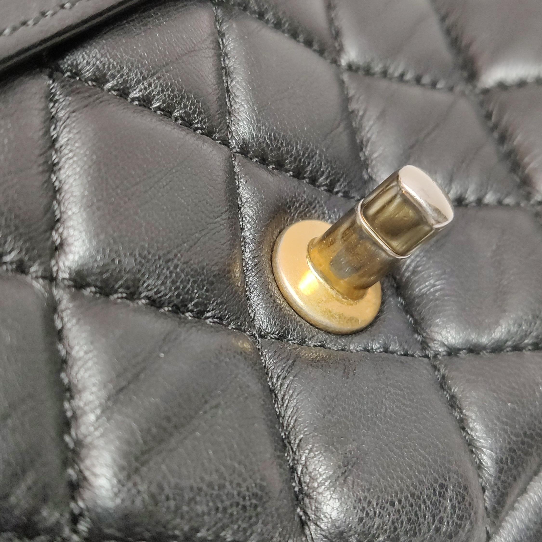 Chanel Now and Forever Large Flap Bag Black Lambskin Gold HW, 2013-14 For Sale 12