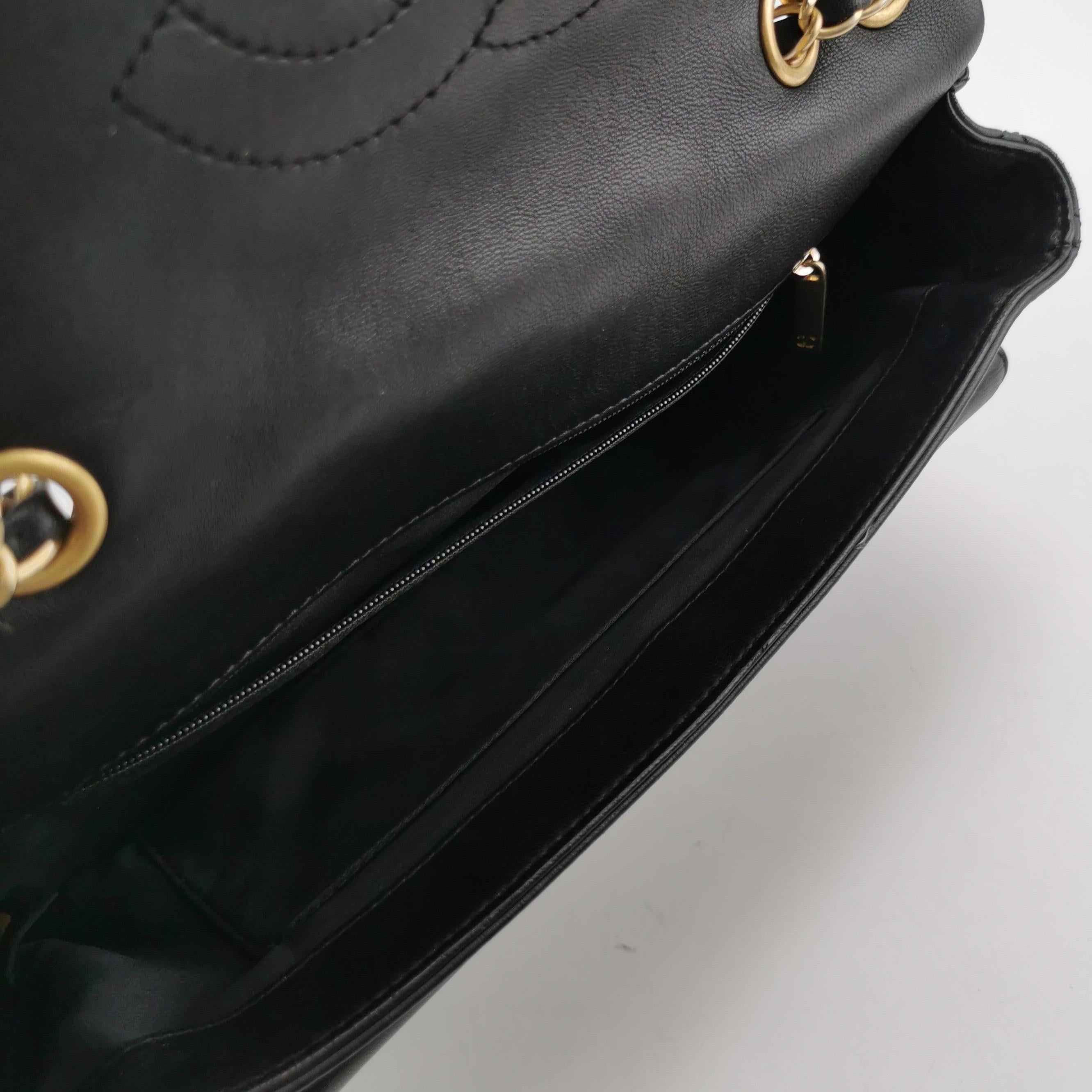 Chanel Now and Forever Large Flap Bag Black Lambskin Gold HW, 2013-14 For Sale 3