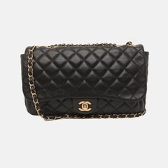 Chanel Now and Forever Large Flap Bag Black Lambskin Gold HW, 2013-14