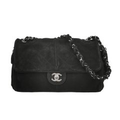 Chanel Nubuk Wildleder Darjeeling Flap Tasche Ultimate Stitch Schwarz Jumbo Tasche