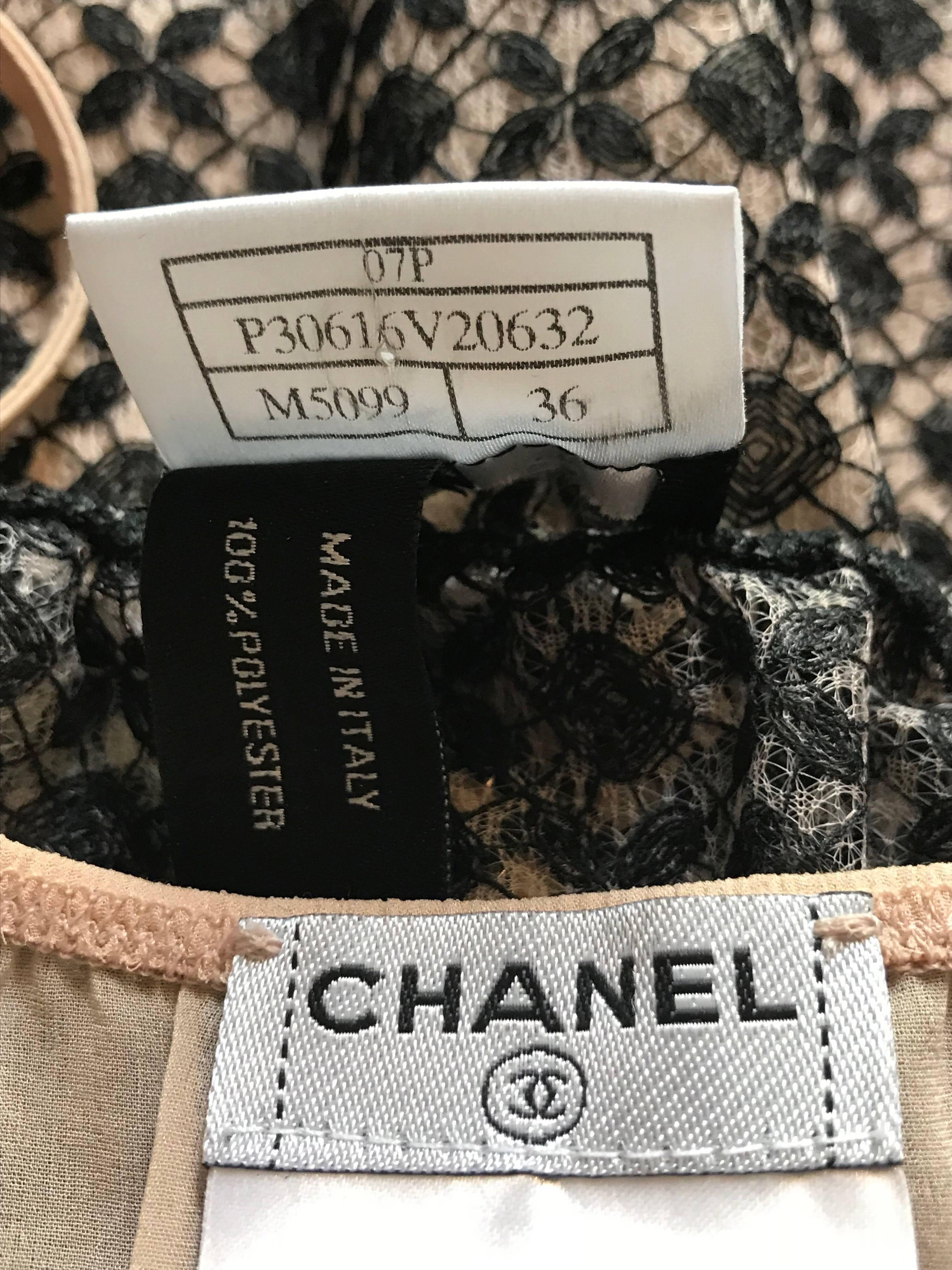 Chanel Nude and Black Lace Tank Top  2