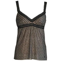 Chanel Nude and Black Lace Tank Top