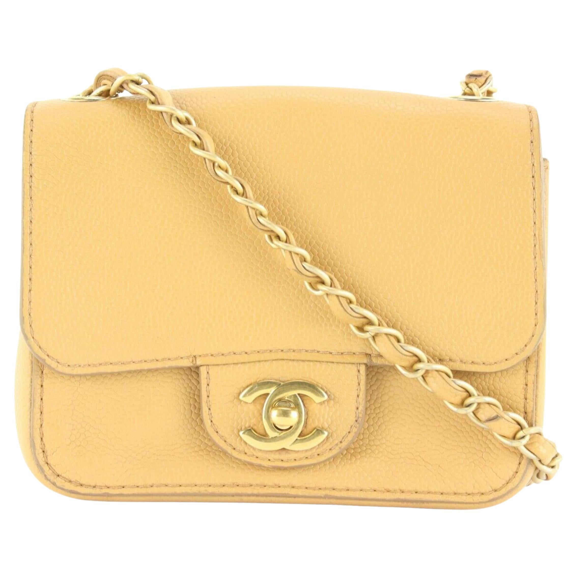 Chanel Nude Beige Caviar Leather Mini Classic Flap Square GHW 3CC1109 For  Sale at 1stDibs