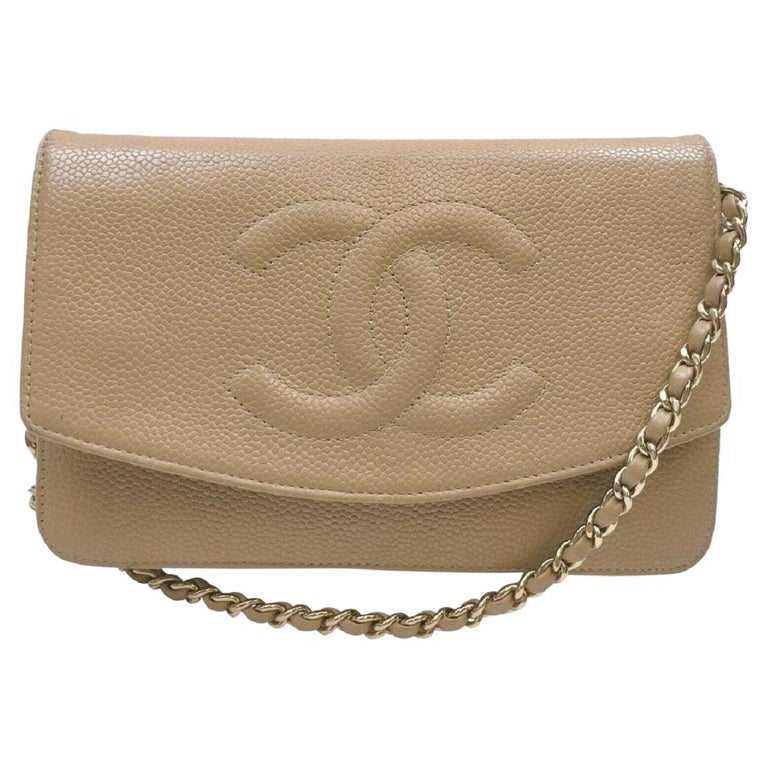 wallet on chain chanel beige bag