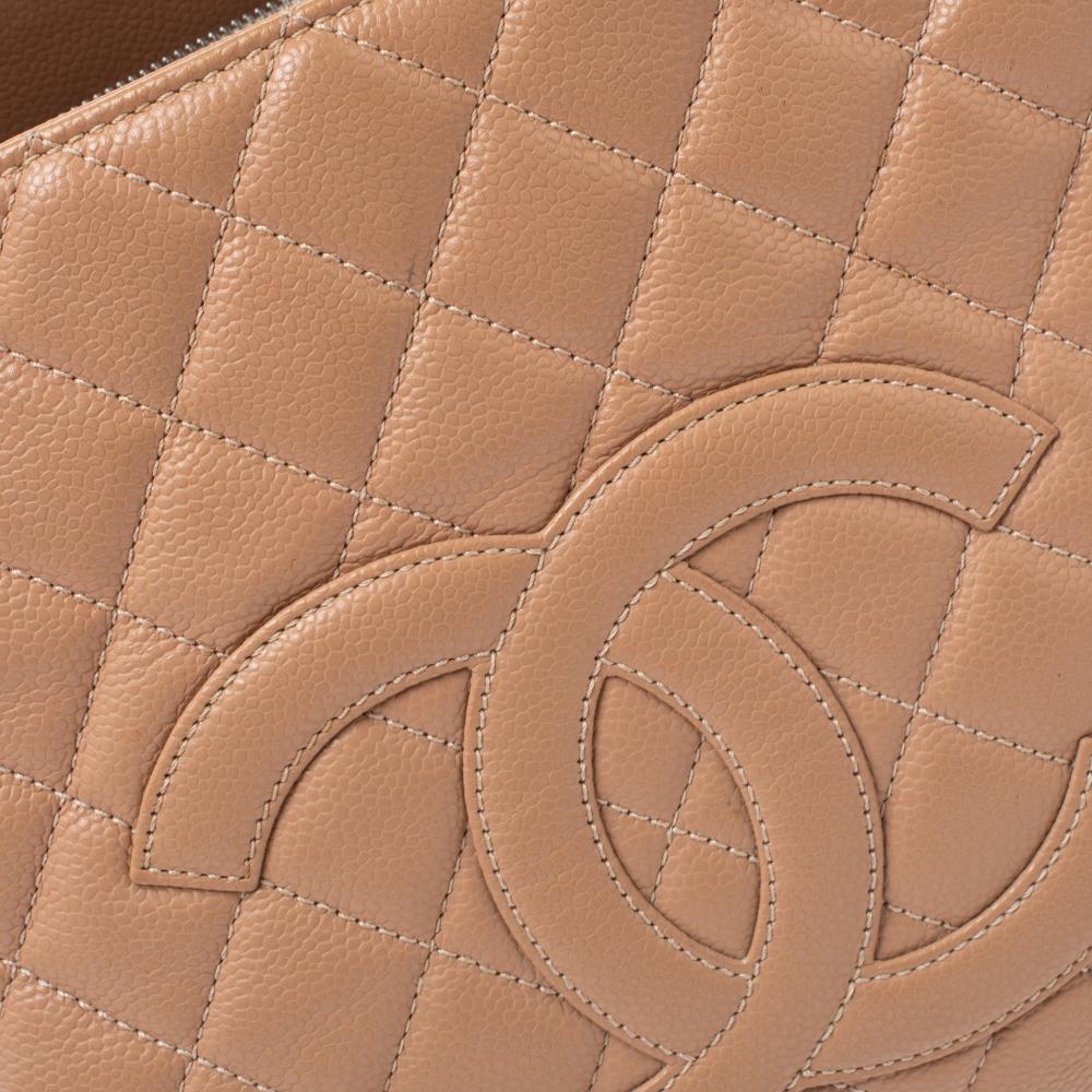 Chanel Nude Beige Quilted Caviar Leather Grand Shopping Tote 6