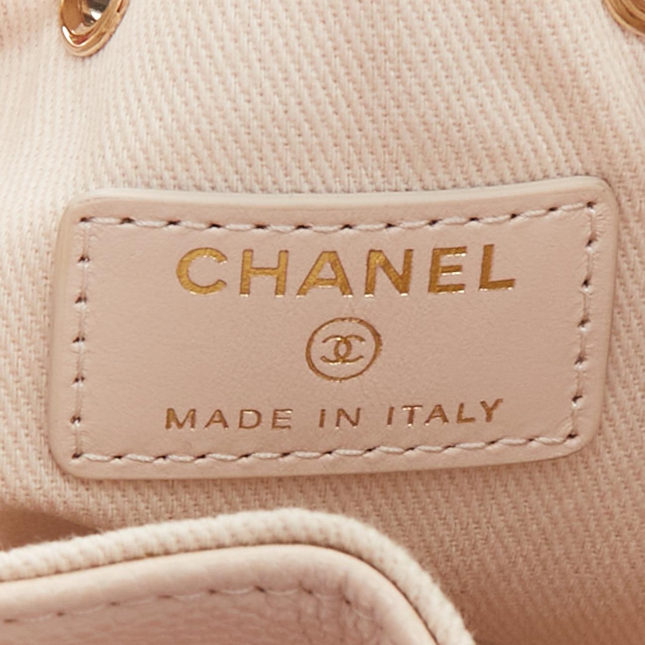 CHANEL nackt Kaviar Leder gesteppt CC Tasche Eimer Crossbody Kette Tasche im Angebot 4