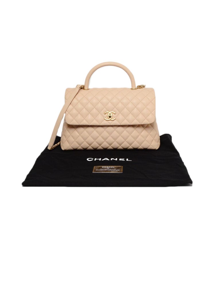 Chanel Nude Caviar Leather Quilted Medium Coco Handle Kelly Style Flap Bag For Sale At 1stdibs