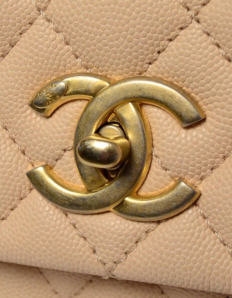 Chanel Nude Caviar Leather Quilted Medium Coco Handle Kelly Style