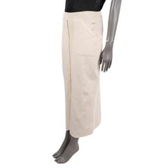 CHANEL nude cotton 2014 14C SINGAPORE TEXTURED PANELED Skirt 40 M