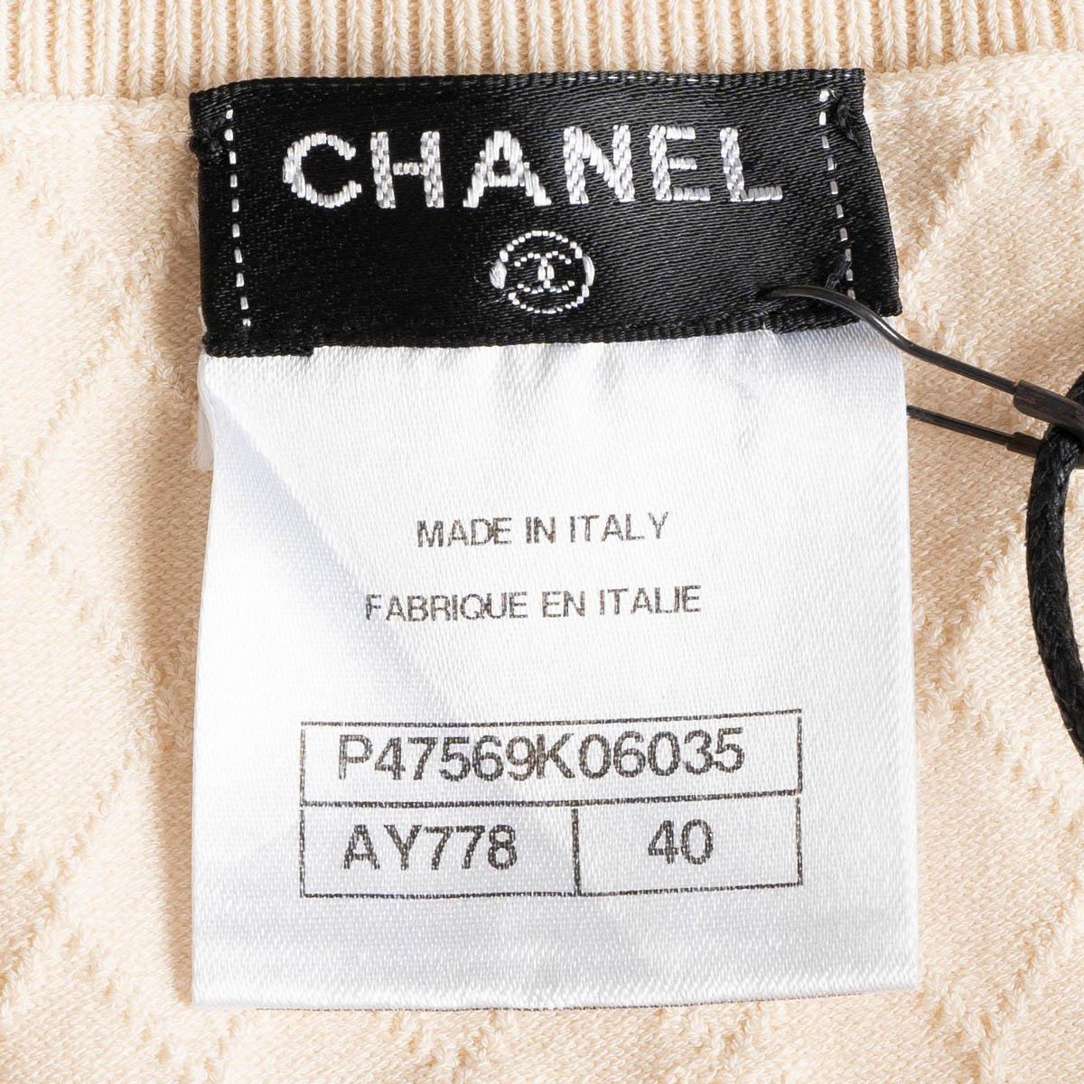 CHANEL nude cotton 2014 14C SINGAPORE TEXTURED PANELED Skirt 40 M en vente 2