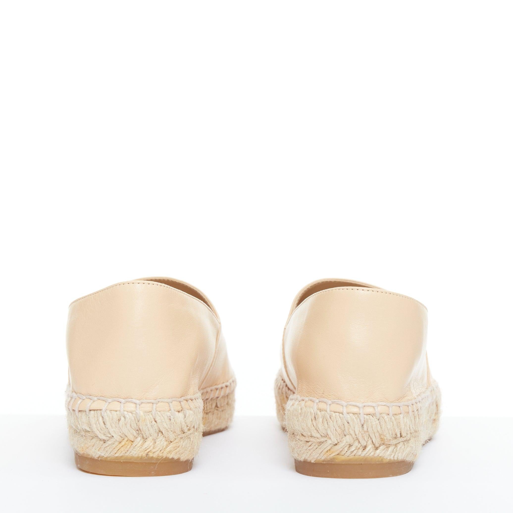CHANEL nude lamb leather CC logo black toe cap espadrille shoes EU37 Pour femmes en vente