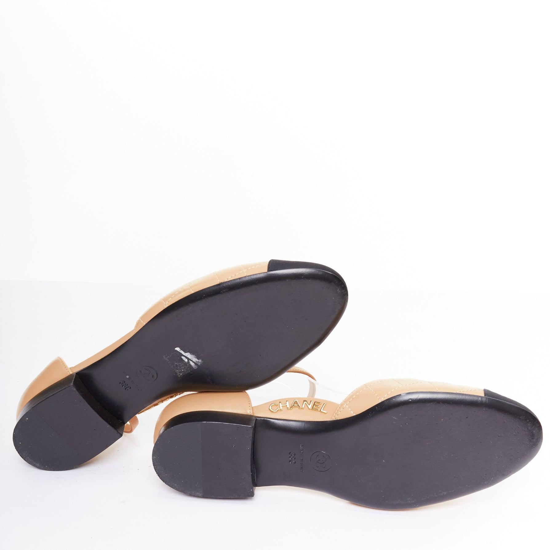 Chanel nudo in pelle d'agnello con impunture in gros grain CAP con cinturino alla caviglia EU38.5 in vendita 6