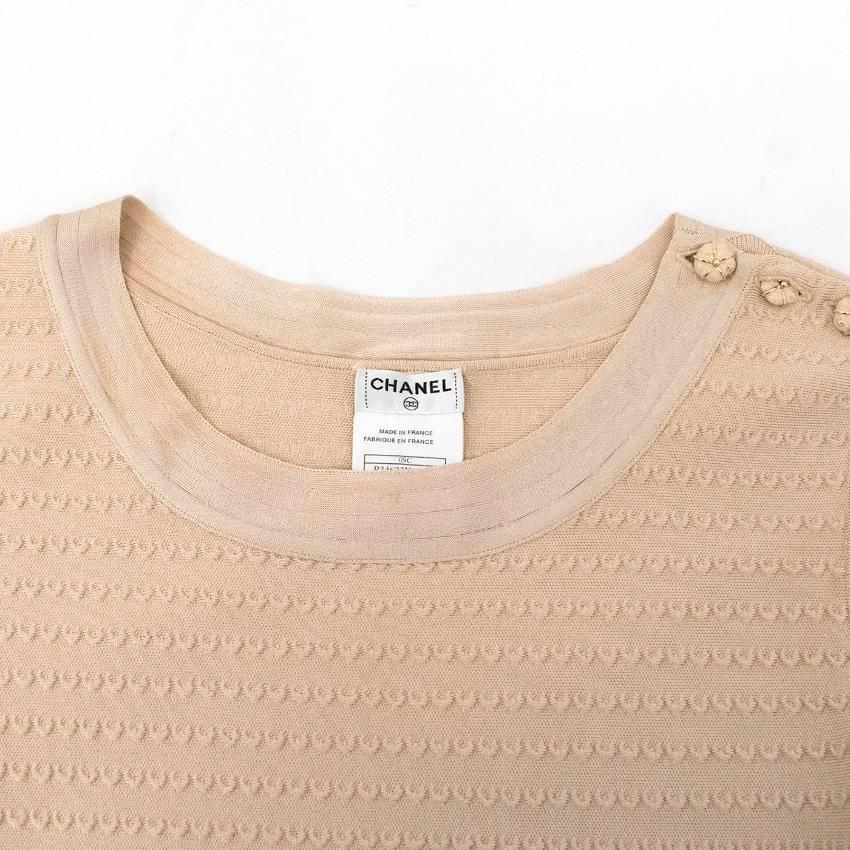 Chanel Nude Pleated Dress SIZE US 8/ UK 12 In Excellent Condition In London, GB