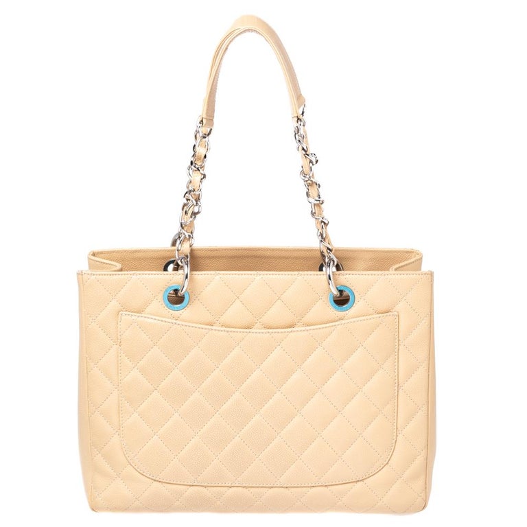 Chanel Nude Quilted Caviar Leather Grand Shopper Tote at 1stDibs