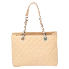 Chanel Nude Quilted Caviar Leather Grand Shopper Tote