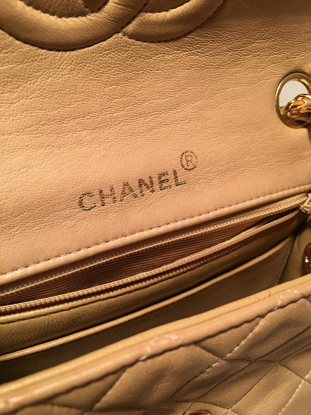 Chanel Nude Quilted Tan Leather Mini Classic Flap Shoulder Bag 5