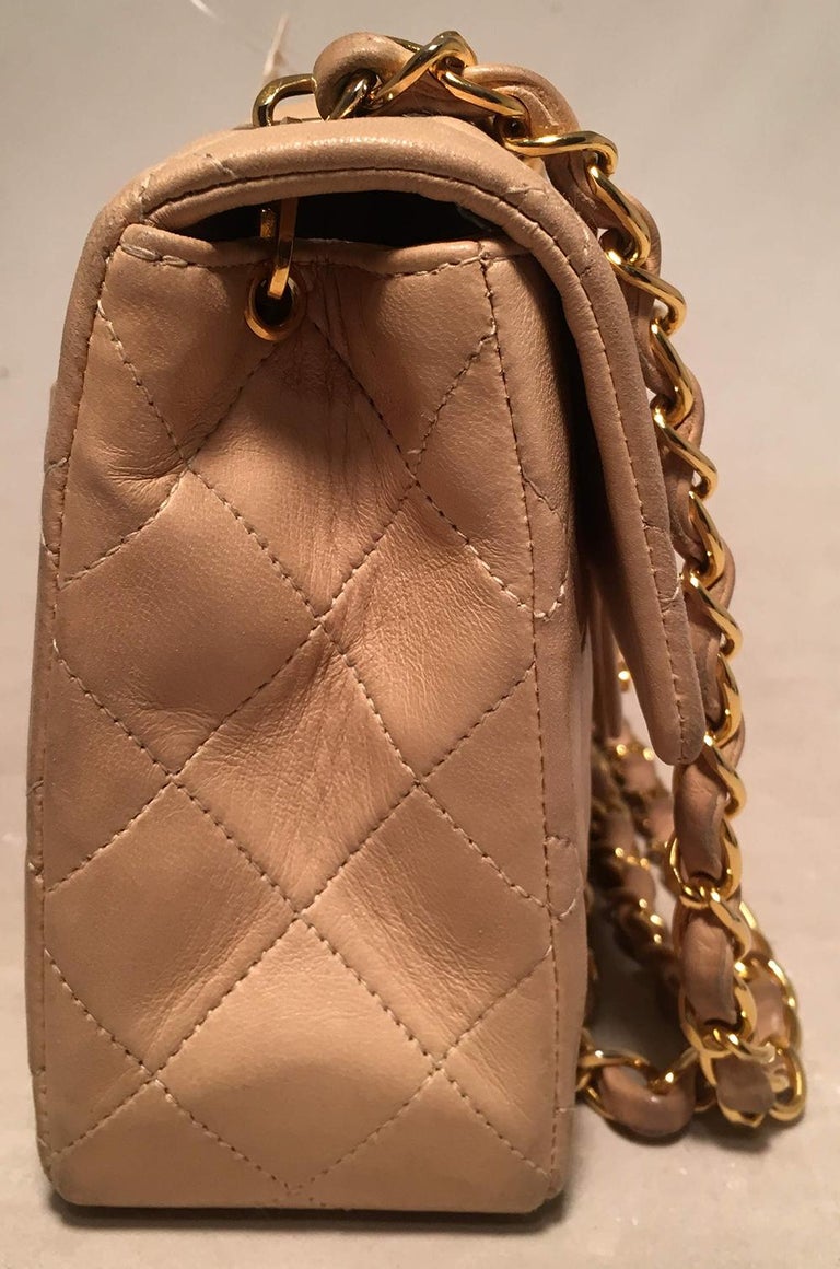 Chanel Nude Quilted Tan Leather Mini Classic Flap Shoulder Bag For Sale at  1stDibs