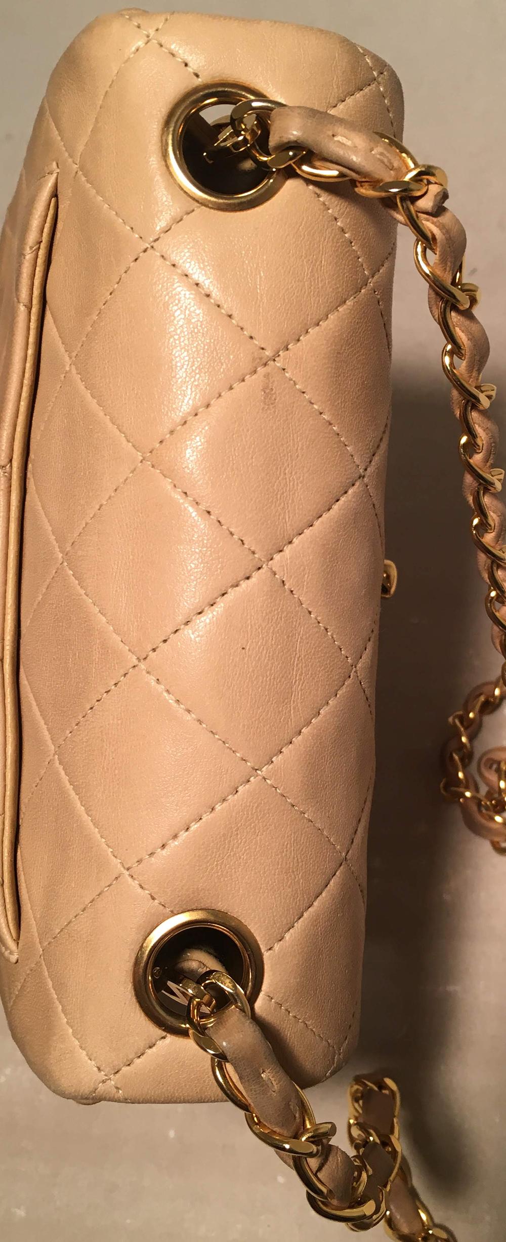Chanel Nude Quilted Tan Leather Mini Classic Flap Shoulder Bag 1