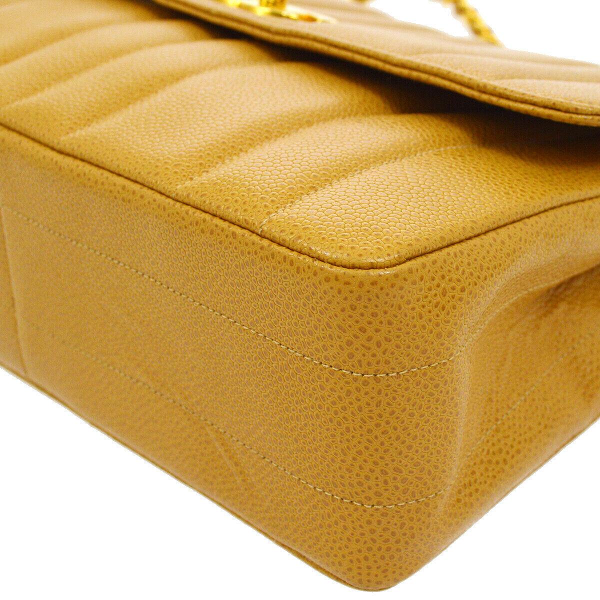 Chanel Nude Tan Caviar Leather Gold Evening Shoulder Flap Bag 1