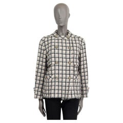 CHANEL nude white grey cotton 2022 22K DOUBLE BREASTED TWEED Jacket 40 M
