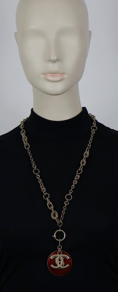 CHANEL Number 5 Disc and CC Pendant Necklace