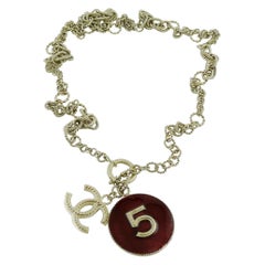 Chanel Number 5 Disc and CC Pendant Necklace