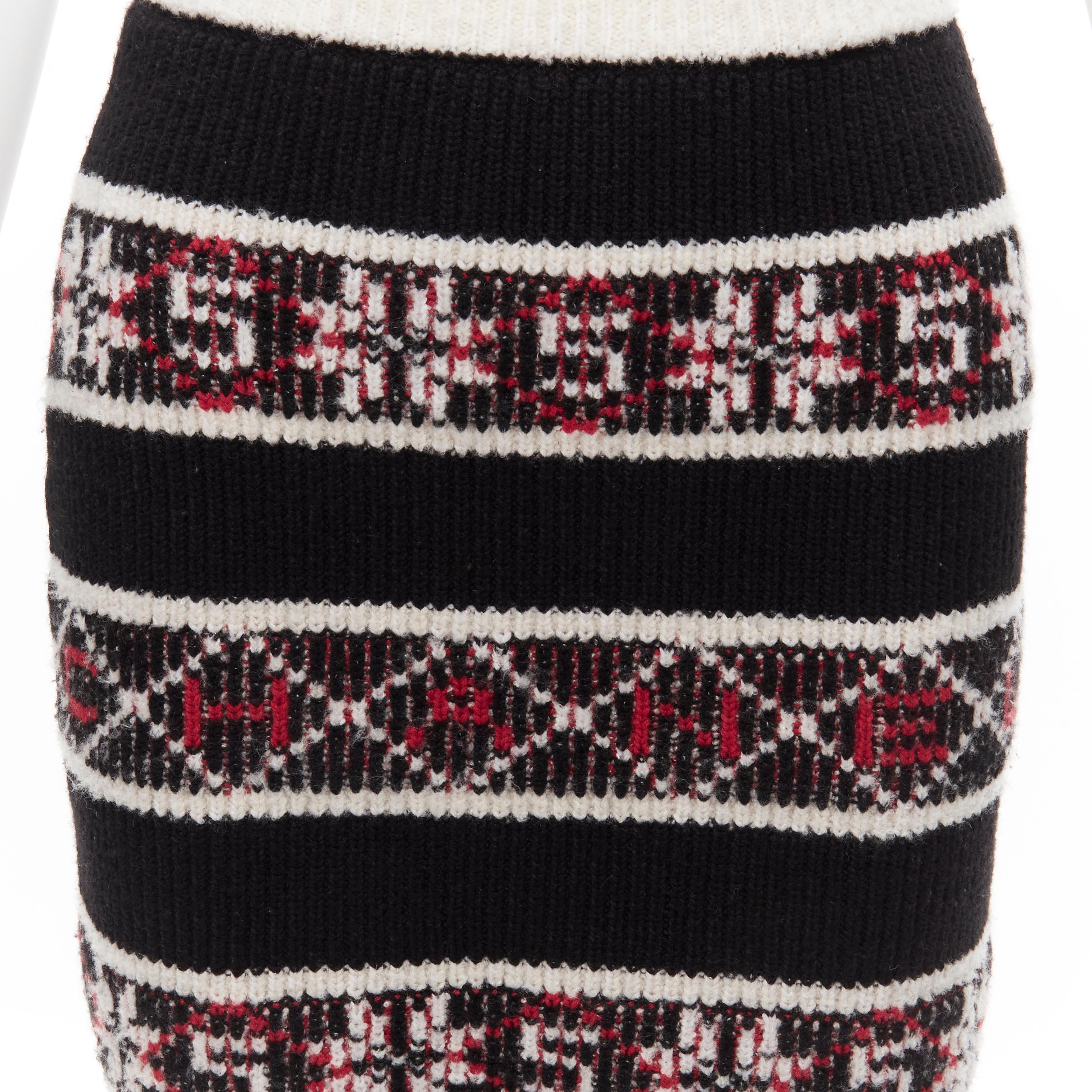 CHANEL Number 5 red black white CC logo fair isle intarsia skirt FR34 XS
Reference: CNLE/A00196
Brand: Chanel
Designer: Karl Lagerfeld
Collection: Fall 2019 - Runway
Material: Cashmere, Polyamide, Blend
Color: Black, Red
Pattern: Striped
Closure: