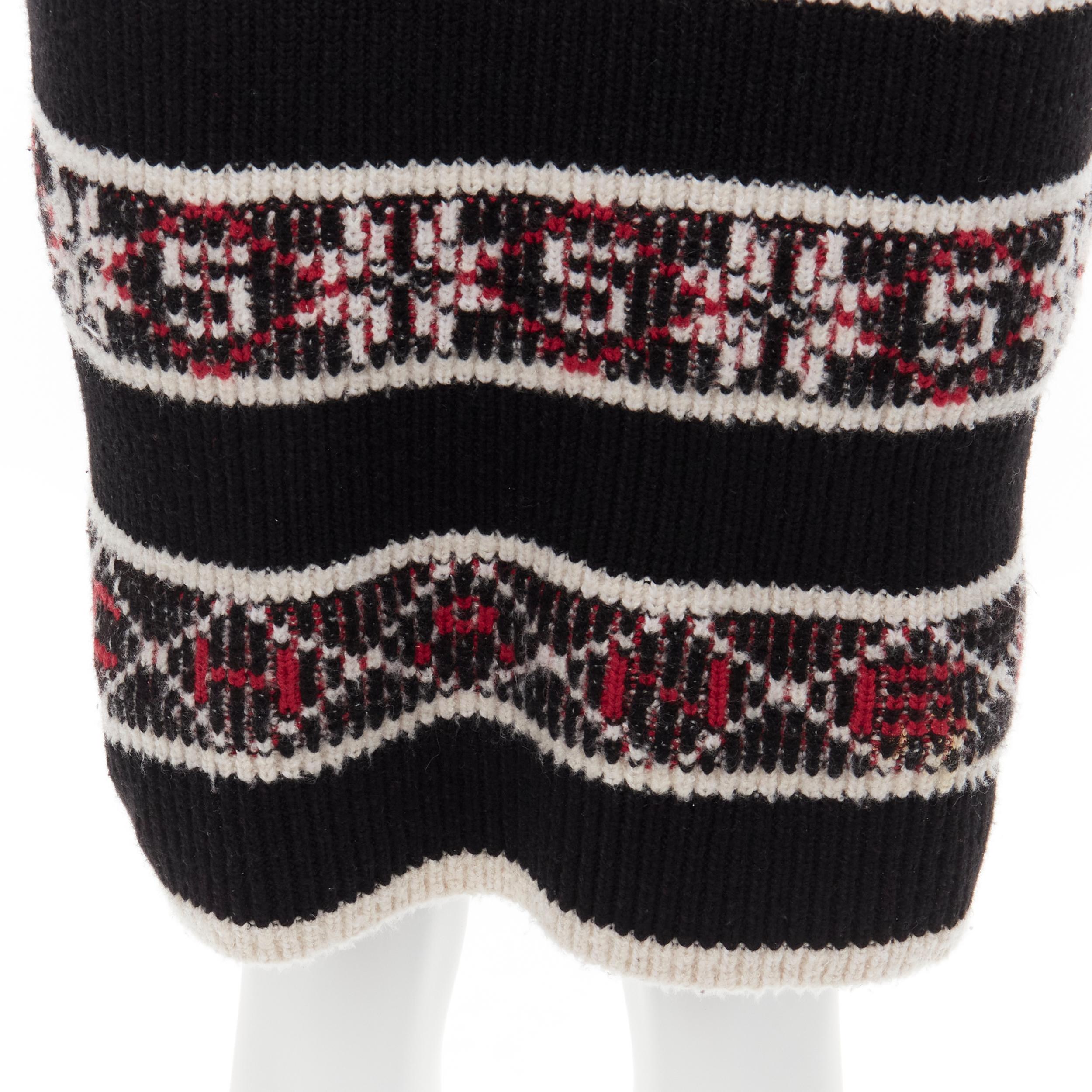 CHANEL Number 5 red black white CC logo fair isle intarsia skirt FR34 XS For Sale 2