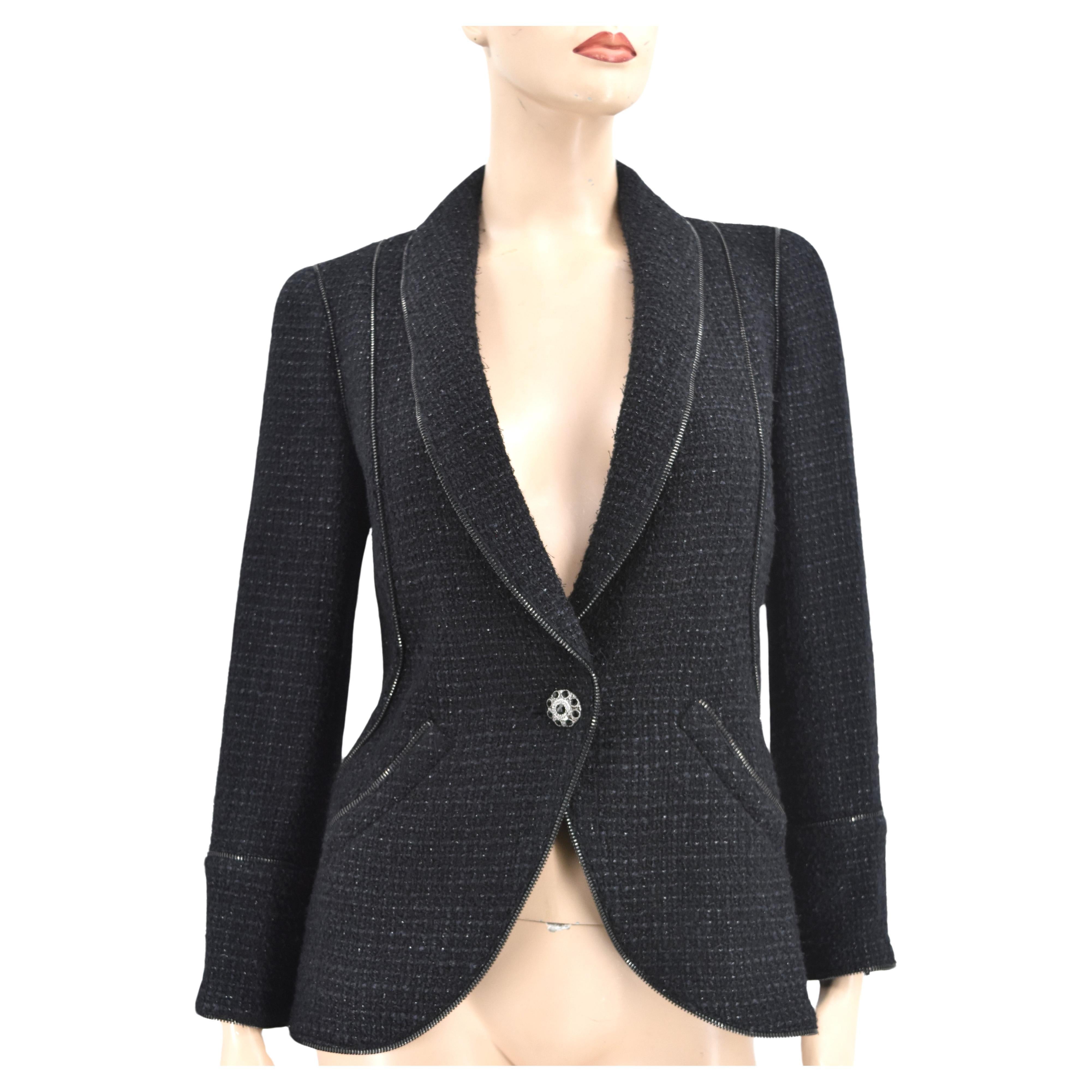 Chanel NWT 08A Fall 2008 Zip Embellished Runway Jacket