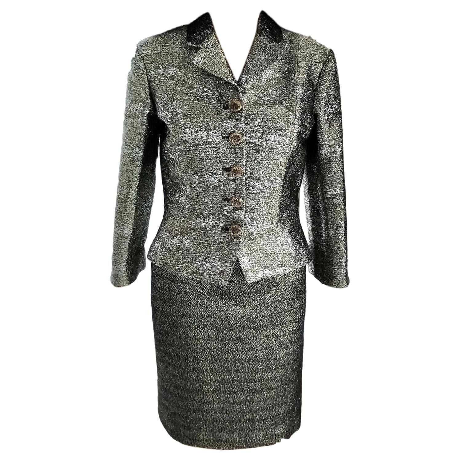 metallic skirt and jacket