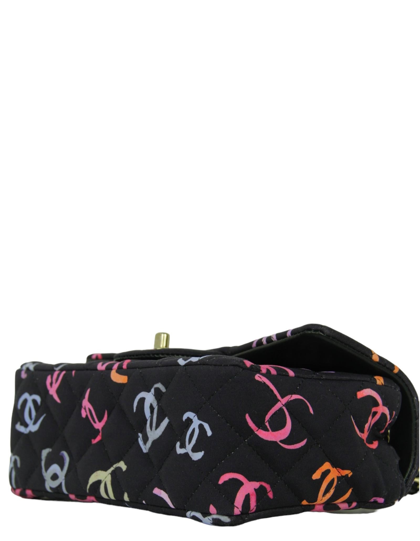 Chanel NWT 2024 Navy CC Logo Printed Rectangular Mini Flap Bag In New Condition For Sale In New York, NY