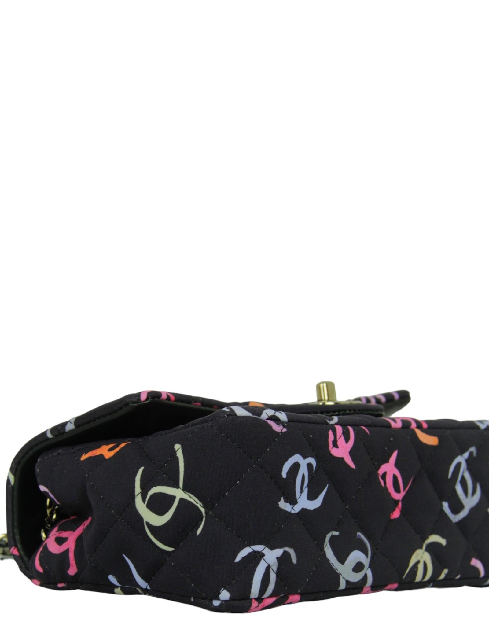 Women's Chanel NWT 2024 Navy CC Logo Printed Rectangular Mini Flap Bag For Sale