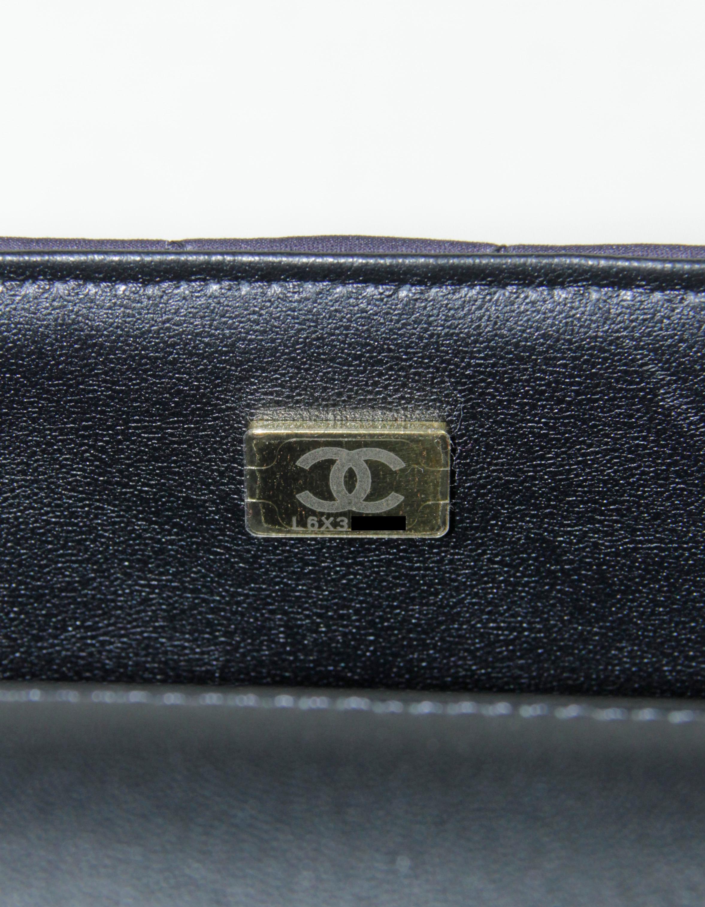 Chanel NWT 2024 Navy CC Logo Printed Rectangular Mini Flap Bag For Sale 4