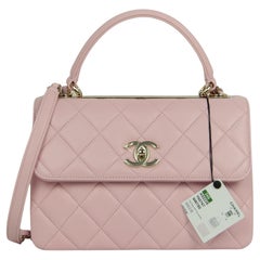Chanel NEU 2024 Rosa gesteppte Trendy CC Dual Handle Flap Bag aus Lammfell und Leder