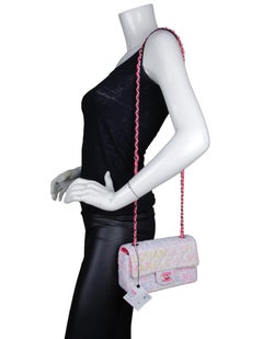 Chanel NWT 2024 Blanco Tweed CHANEL Print Rectangular Mini Flap Crossbody Bag