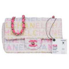Chanel NWT 2024 White Tweed CHANEL Print Rectangular Mini Flap Crossbody Bag