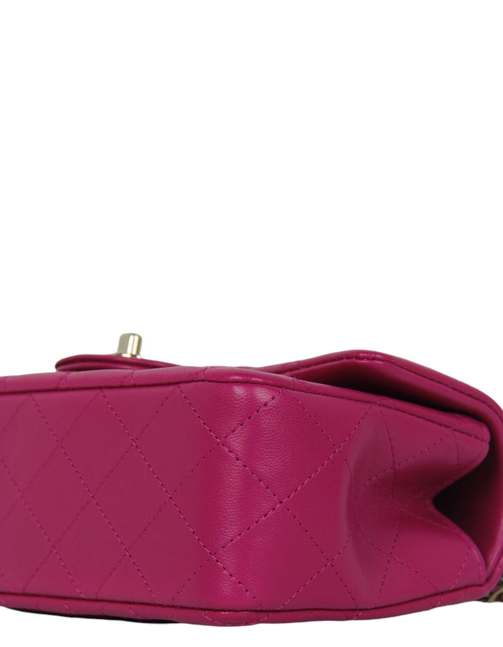 Men's Chanel NWT '24 Fuchsia Lambskin Quilted Mini Top Handle Rectangular Flap Bag