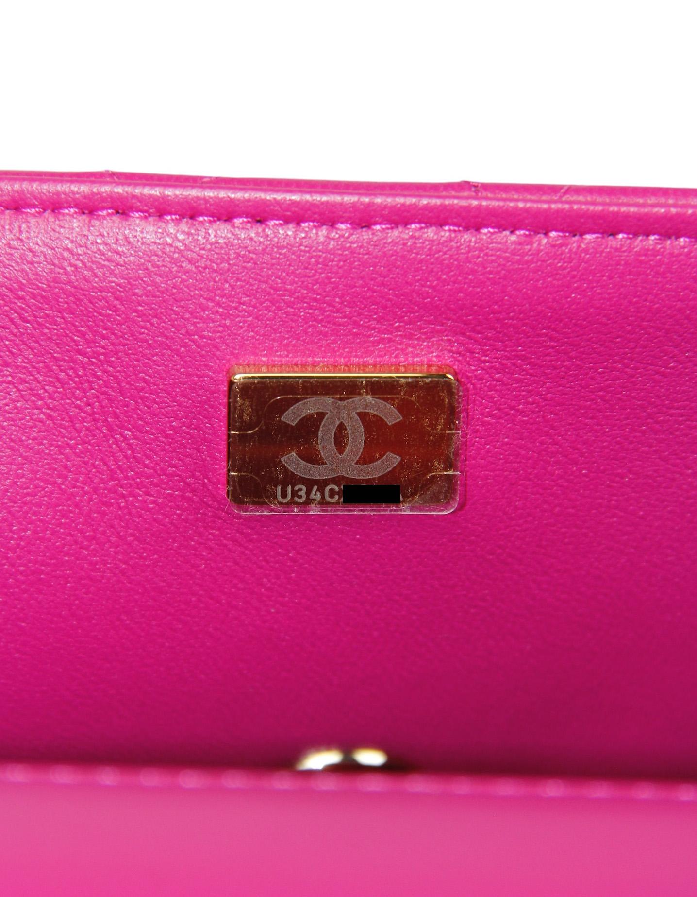 Chanel NWT '24 Fuchsia Lambskin Quilted Mini Top Handle Rectangular Flap Bag 3
