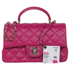 Chanel NWT '24 in pelle d'agnello trapuntata Mini Top Handle Rectangular Flap Bag
