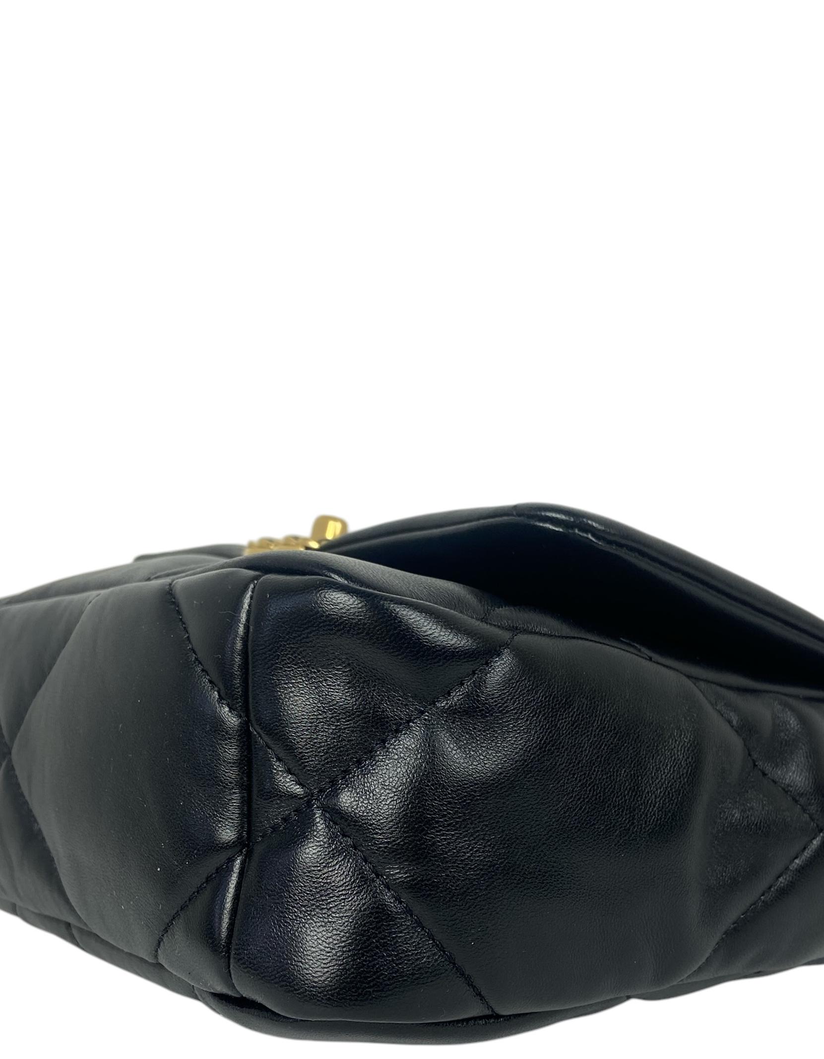 Chanel NWT Black Lambskin Leather Quilted Medium 19 Bag 1